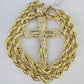 Real 10k Rope Chain Jesus Cross Charm Set 12mm 20"-30" Inch Necklace Yellow Gold