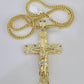 10K Franco Chain Jesus Cross Pendant Charm Necklace 20"-26" 5mm Gold Yellow SET