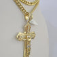 10K Miami Cuban Link Chain Jesus Cross Pendent Charm 6mm 20"-30" Necklace