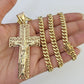 10K Miami Cuban Link Chain Jesus Cross Pendent Charm 6mm 20"-30" Necklace