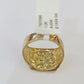 Real 10k Nugget Ring Yellow Gold Men Casual Square Ring 10kt