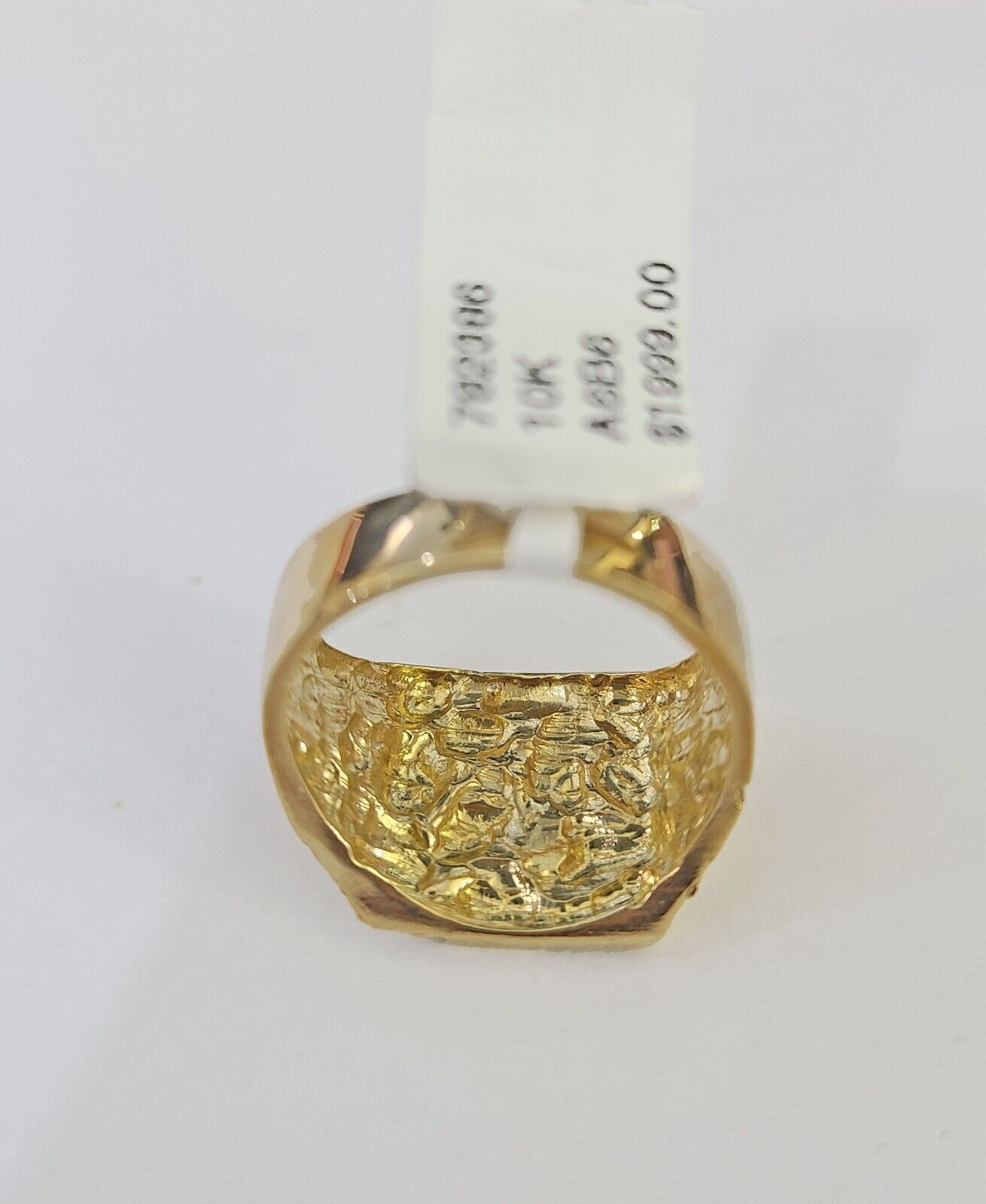 Real 10k Nugget Ring Yellow Gold Men Casual Square Ring 10kt