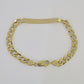 10k Cuban Link ID Bracelet 9" Lobster Clasp Real 10Kt Yellow Gold