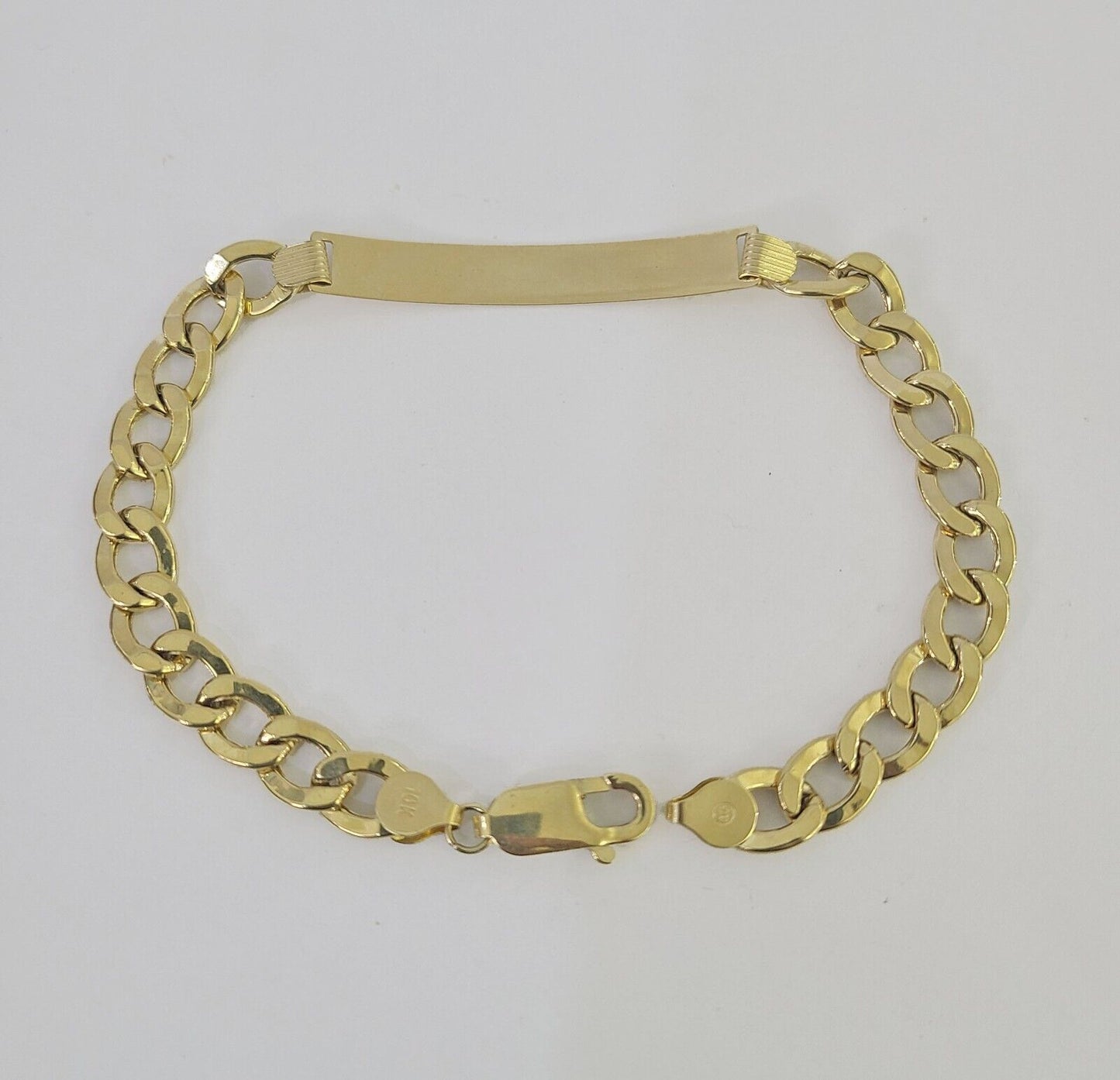 10k Cuban Link ID Bracelet 9" Lobster Clasp Real 10Kt Yellow Gold