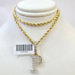 10k Rope Chain P Diamond Initial Charm Necklace Pendant Set 2mm 18"-24" Gold