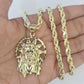 10k Jesus Christ Pendant Rope Chain 5mm 18"-26" SET Necklace Charm