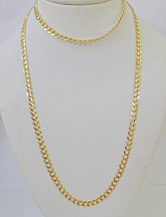 10k Gold Cuban Curb Link chain 4mm 24 Inch Real Yellow Gold Real Genuine