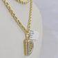 10k 3mm Rope Solid Chain D Diamond Pendant Alphabet 18"-28" Gold Charm Necklace