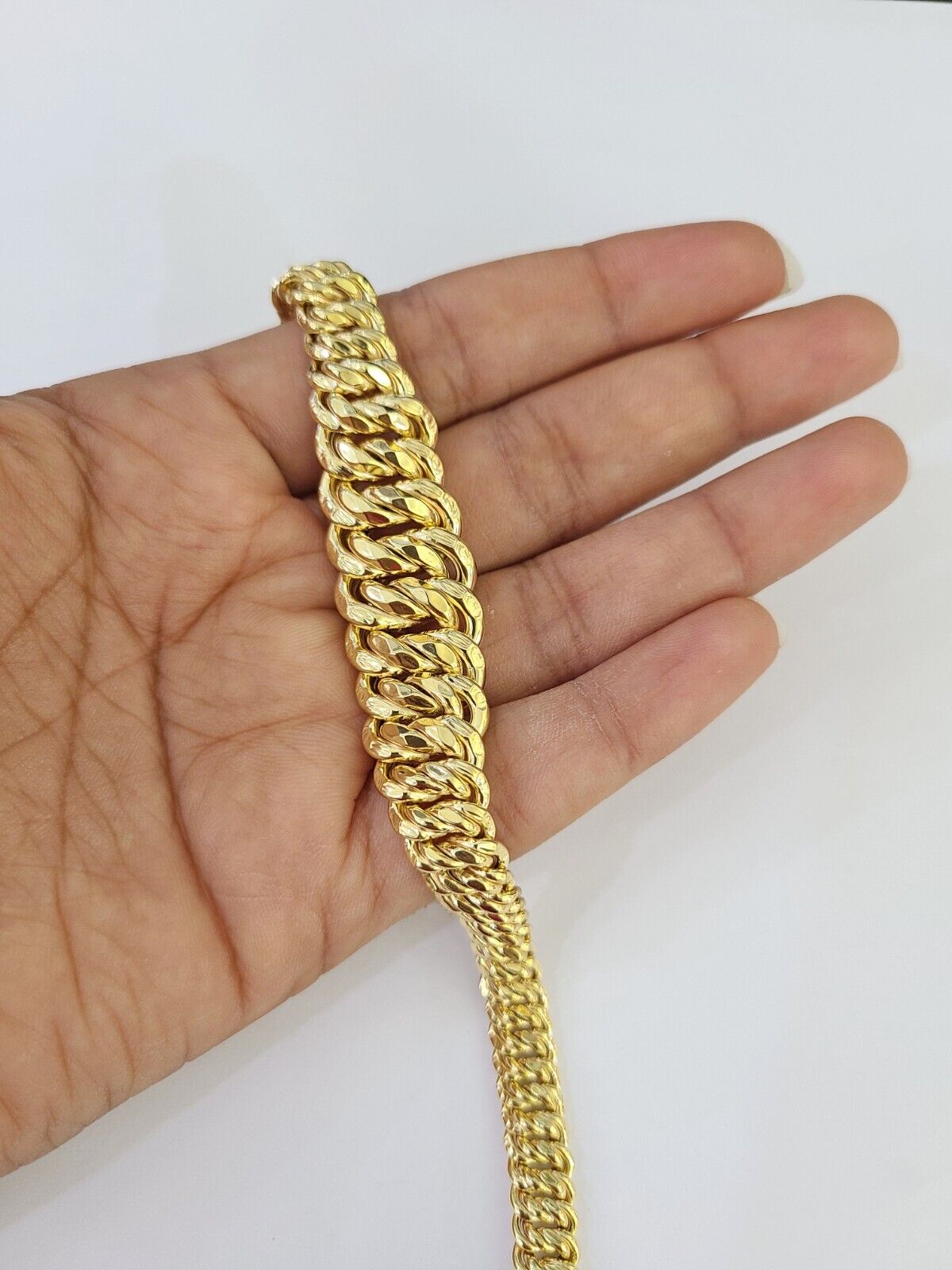 10K Gold Flat Byzantine Link Princesa Bracelet 7mm 7.5" inch Real Yellow