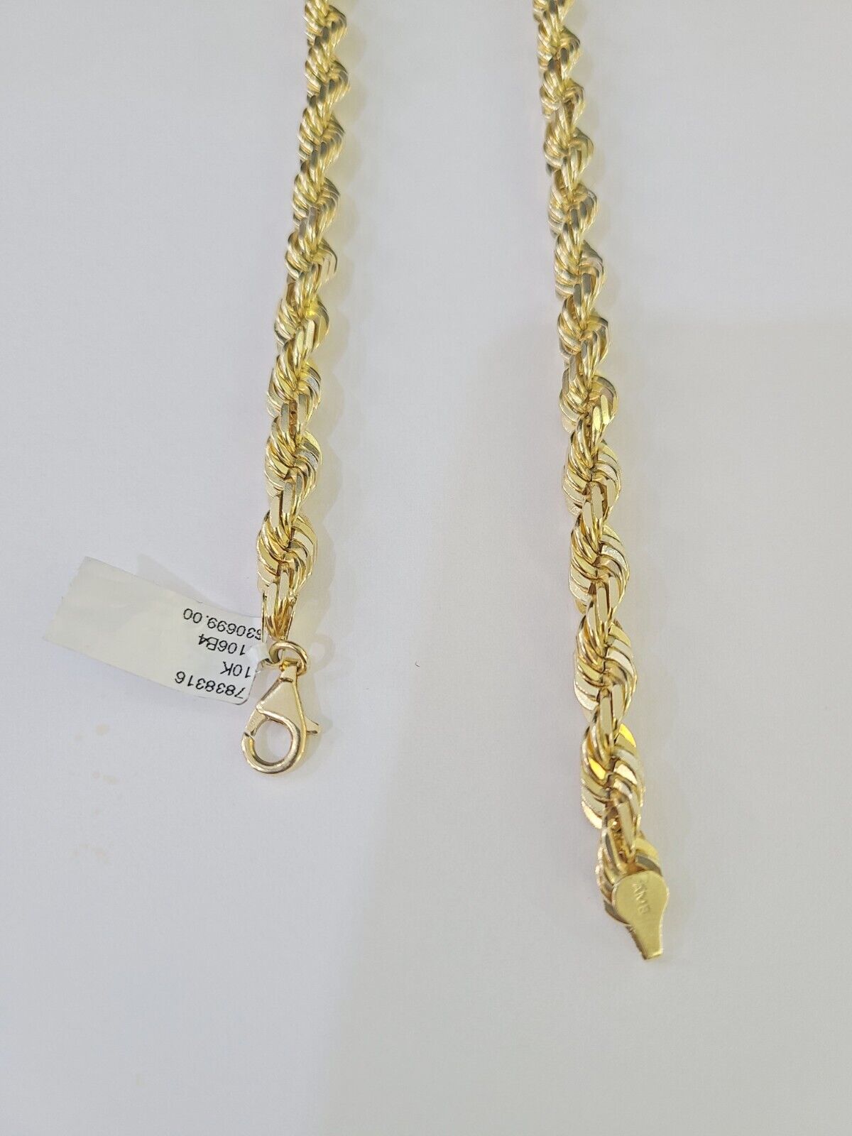 10K Real Solid Yellow Gold Rope Chain Necklace 7mm Length 18" 20" 22" 24" 26" 28