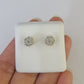 14k Diamond Flower Earrings Yellow gold Real Screw-Back Women Men Studs