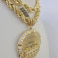 Real 10k Rope Chain Last Supper Charm Set 10mm 20"-30" Inch Necklace Yellow Gold