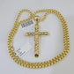 10k Gold Byzantine Necklace INRI Jesus Cross Charm 18-26 inches 3mm SET Chain