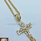 Real 10k Yellow Gold Jesus Cross Charm Pendant 18" Miami Cuban Link Chain SET