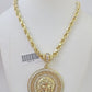 Real 10k Yellow Gold Rope Chain Head Charm Set 6mm 18"-26"Inch Necklace