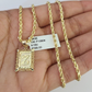 10k Gold Initial Z Charm Rope Chain 16"-26" 2.5mm SET Necklace Alphabet Pendant