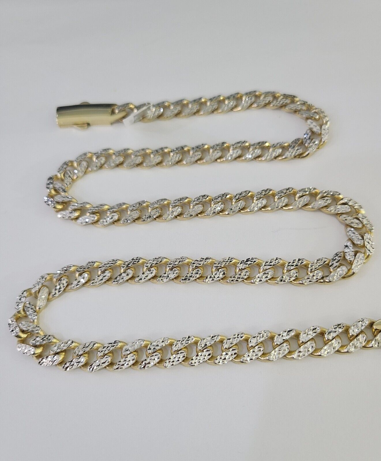 Real 10k Royal Monaco Chain 8mm Diamond Cut 22 inches Yellow Gold Necklace