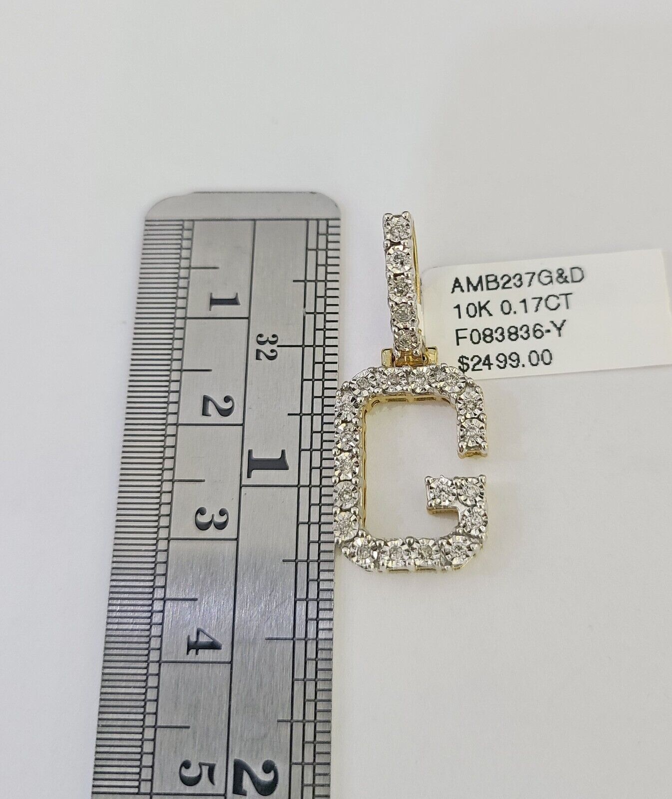 10k 3mm Rope Solid Chain G Diamond Pendant Alphabet 18"-28" Gold Charm Necklace