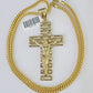 10K Franco Chain Jesus Crucifix Cross Pendant Charm Necklace 20"-26" 3mm Gold