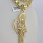 10k Gold Byzantine Necklace Reaper Charm 20-30 inches 9mm REAL SET Chain