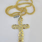 10K Franco Chain Jesus Cross Pendant Charm Necklace 20"-26" 5mm Gold Yellow SET