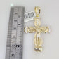 10k Gold Chain Jesus Crucifix Cross Charm Solid Cuban Curb 5mm 18"-28" Inch SET