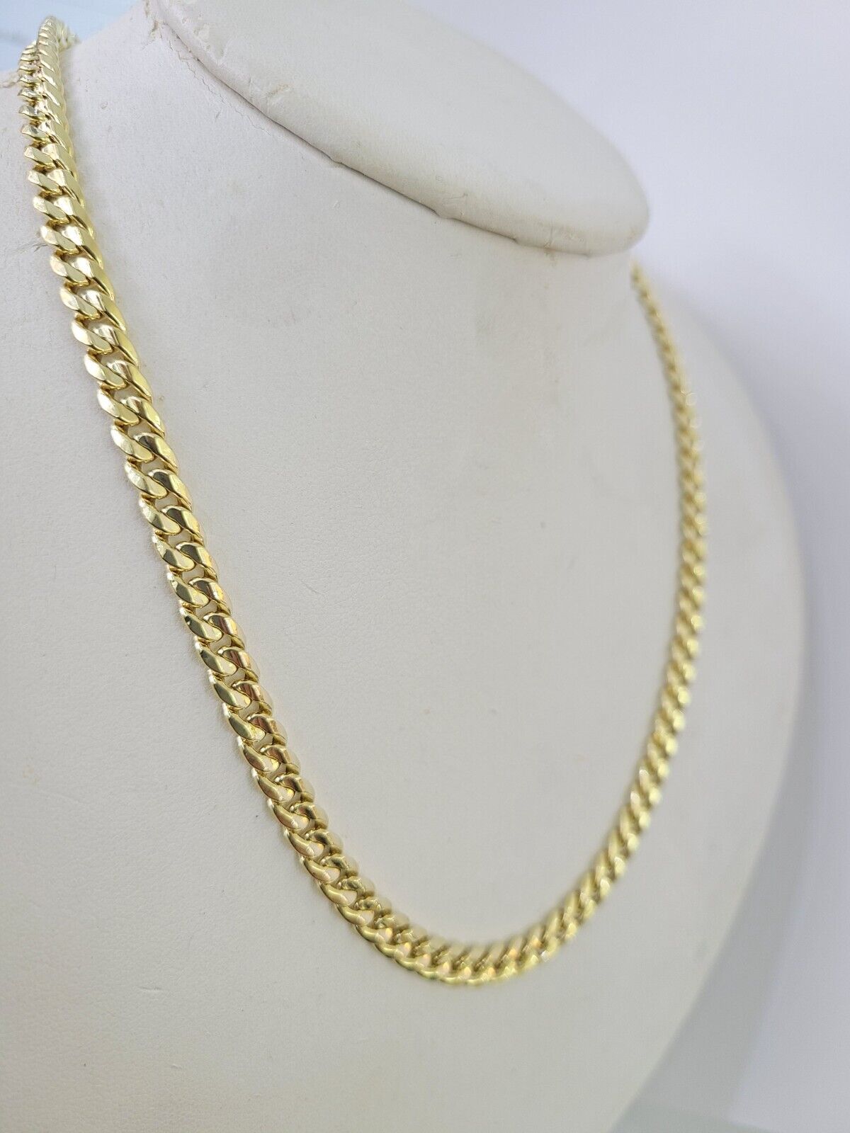 Real 14K Yellow Gold Miami Cuban chain Necklace 18 inch Choker 6mm Hollow