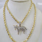 10k Solid Rope Chain Goat Charm Diamond Set 4mm 20"-28" Necklace Gold Yellow