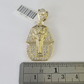 10k Egyptian Pharaoh Head Charm Pendant Yellow Gold 1.5" Inch Men Women Real