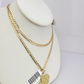 10k Gold Solid Cuban Curb Chain Necklace Texas Map Pendant Set 3mm 18"-26"