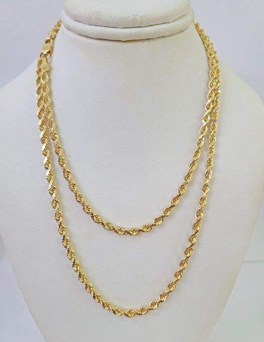 18k Real Solid Rope Chain Yellow Gold 3mm 26" Inch Genuine 18kt Necklace