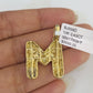 10K Franco Chain Diamond M Pendant Initial Charm Letter Necklace 18"-24" 1.5mm