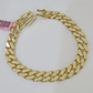 14K Yellow Gold Royal Monaco Cuban Bracelet 10mm 8.5 inches CZ Box Lock