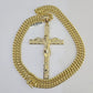 10K Miami Cuban Link Chain Jesus Cross Pendent Charm 6mm 20"-30" Necklace