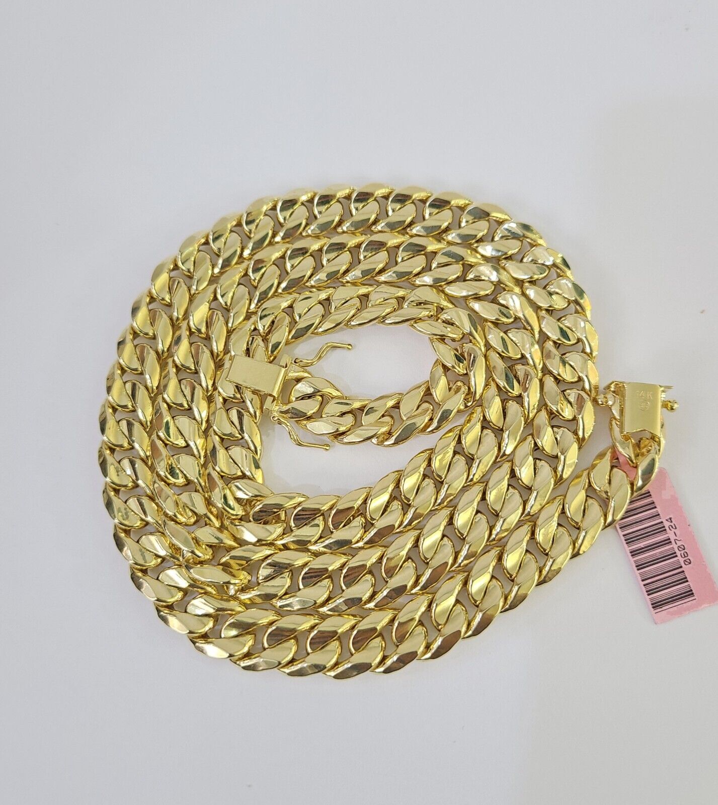 Real 14K Miami Cuban Link Chain Necklace Yellow Gold 24 inch 9mm Mens Hollow