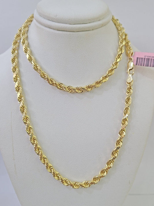 14k Real Solid Rope Chain Yellow Gold 4.5mm 18"-26" Inch Men Women Genuine