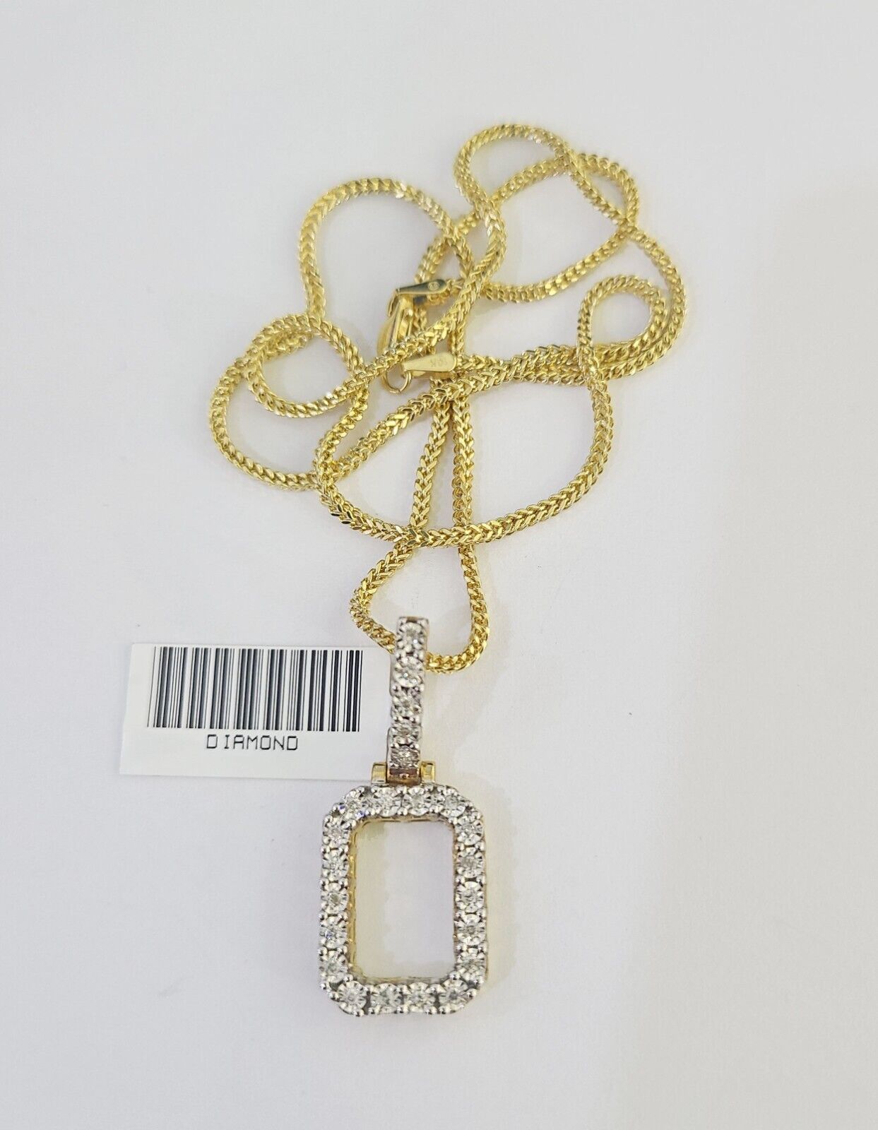 10K Franco Chain Diamond O Pendant Initial Charm Letter Necklace 18"-24" 1.5mm