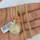 10K Gold Miami Cuban Chain Mayan Calendar 18"-28" 3mm REAL Pendant Necklace SET