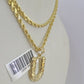 10k Gold Initial U Charm Rope Chain 16"-26" 2.5mm SET Necklace Alphabet Pendant