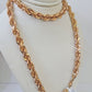 10k Solid Rose Gold Rope Chain Necklace 24" Inches 7mm Diamond Cut