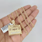 10k Gold Solid Cuban Curb Chain Last Supper Pendant Set 3mm 18"-26" Necklace