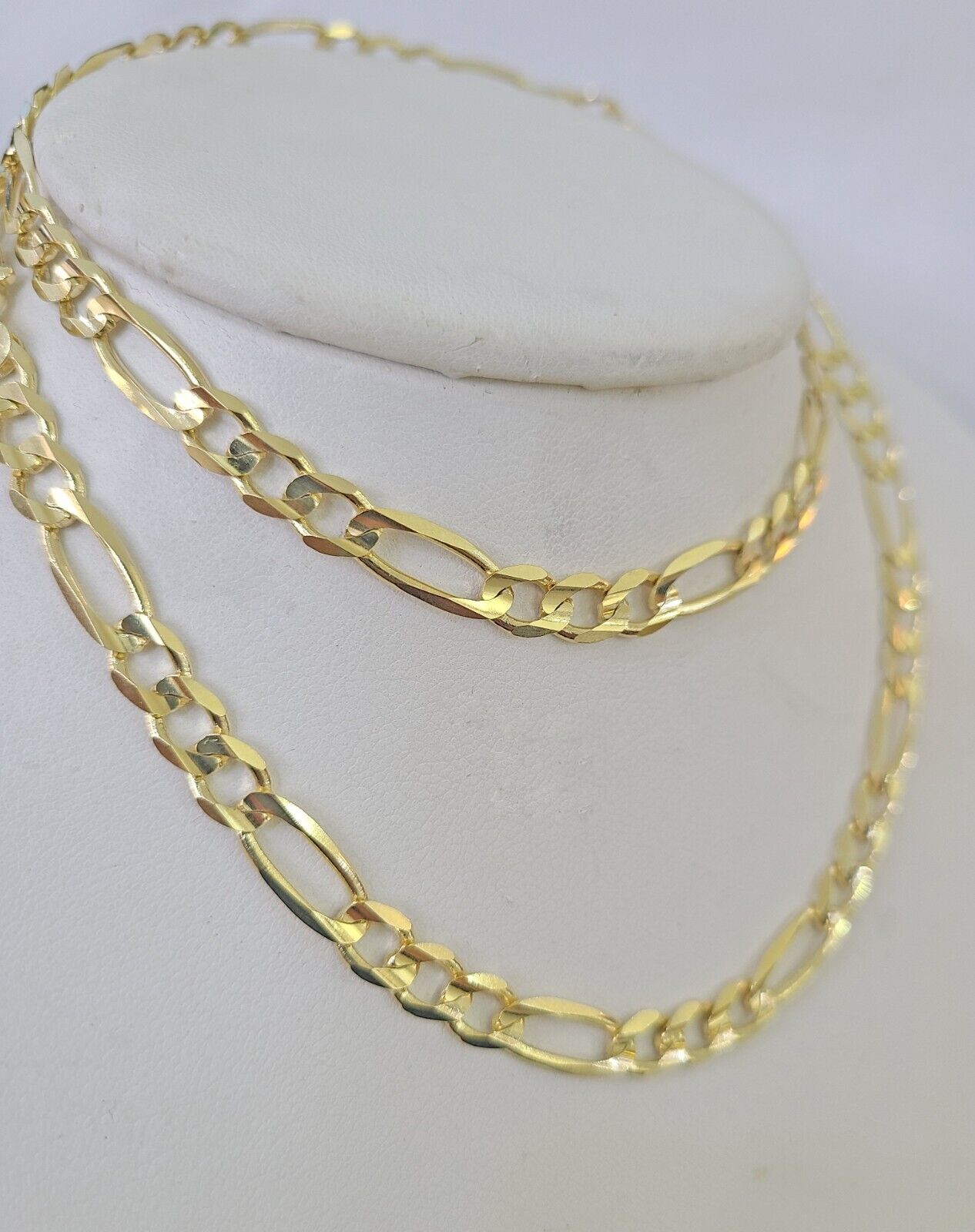 Solid 10k Yellow Gold Figaro Link Chain 5mm 24"  Men Women REAL Genuine