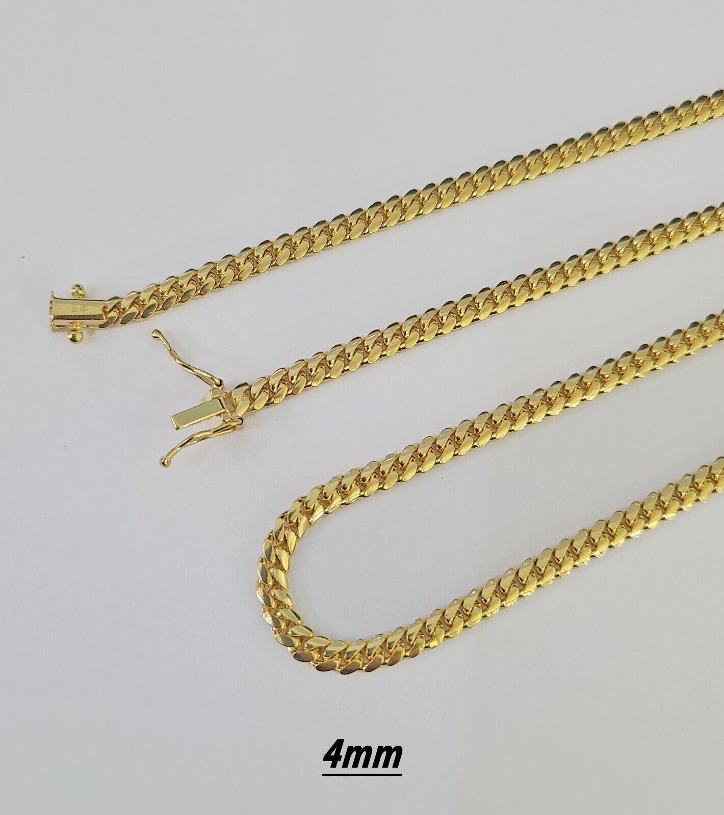 18k Real Solid Miami Cuban Chain Gold 2.5mm 3mm 4mm 24" Inches Genuine Necklace