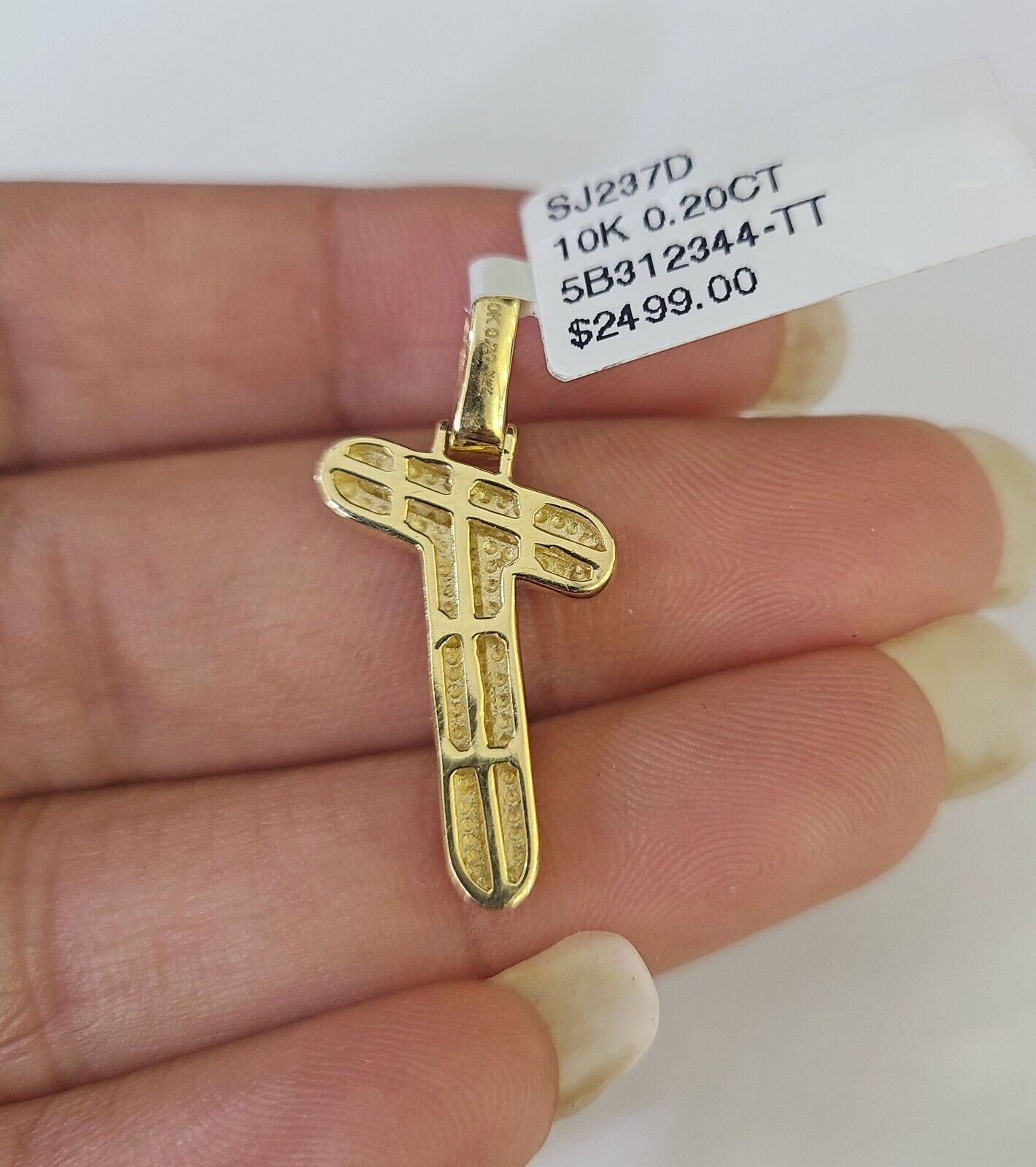 10k Yellow Gold Diamond T Charm Pendant Initial Alphabet Letter Real Genuine