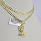 10k Gold Cuban Curb Chain Jesus Head Charm Solid 4mm 18"-28" SET Necklace