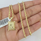 10k Gold Initial L Charm Rope Chain 16"-26" 2.5mm SET Necklace Alphabet Pendant