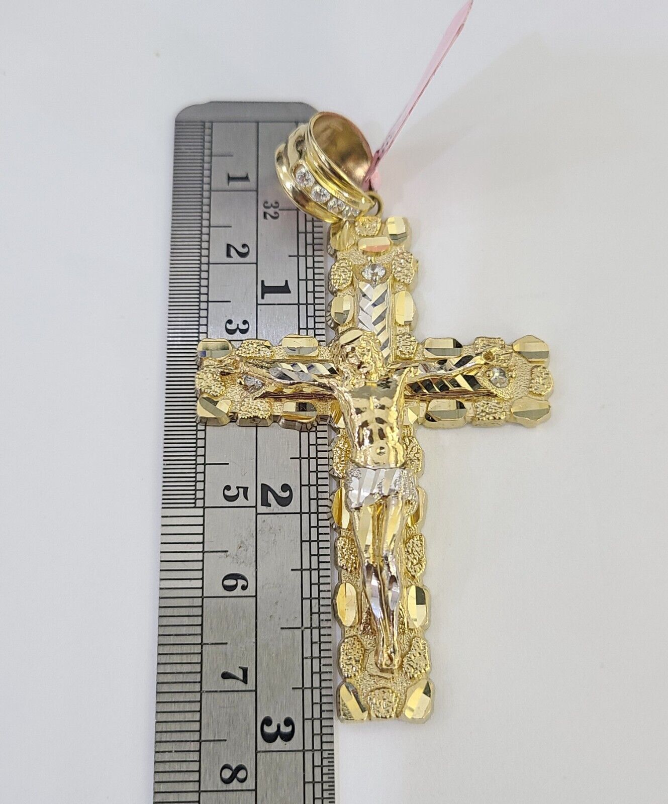 14k Gold Chain Jesus Cross Charm Solid Cuban Curb 5mm 20"-26" Inch SET Necklace