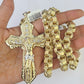 10k Gold Byzantine Necklace Jesus Cross Charm 20-30 inches 9mm REAL SET Chain