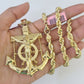 Real 14k Solid Rope Chain Jesus Anchor Charm Set 6mm 18"-30" Necklace Gold