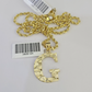 10k Gold Initial G Charm Rope Chain 16"-26" 2.5mm SET Necklace Alphabet Pendant